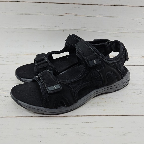 Abeo Shoes - Abeo Genna Sandals Womens 8.5 BioSystem Black Outdoors Hiking Strappy 53598